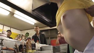 Mimi Asuka fucked in a restaurant in public