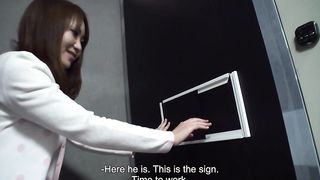 Pretty lady likes her new, exciting job a lot