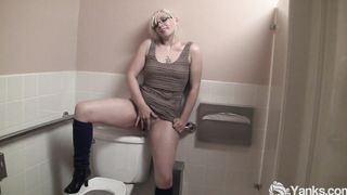 Ruby Cums In Public Bathroom