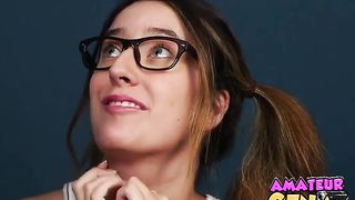 Babe with glasses sucks good